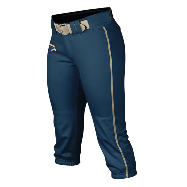 Pebblebrook Custom Baseball Away Pants – Navy with Beige Stripe.