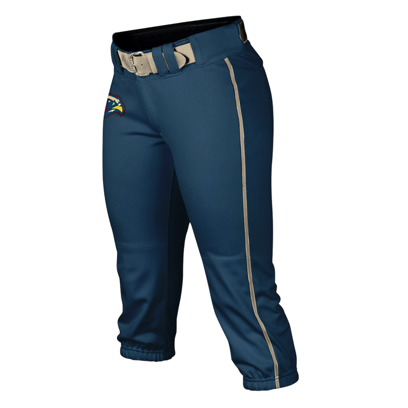 Pebblebrook Custom Baseball Away Pants – Navy with Beige Stripe.