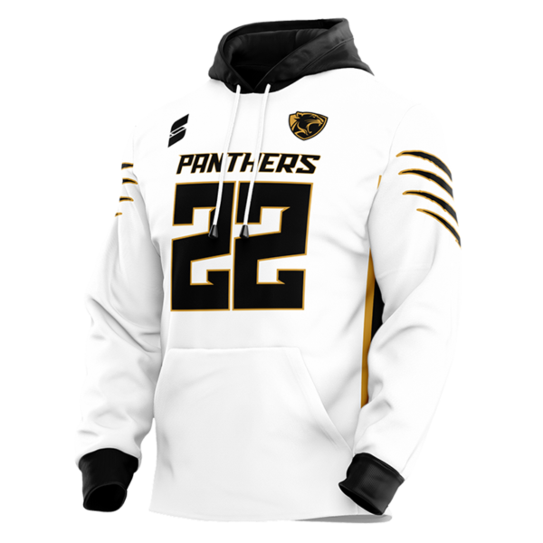 Panthers White Game Day Hoodie – Custom Black and Gold Sports Design