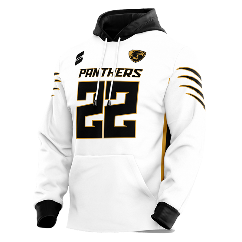 Panthers White Game Day Hoodie – Custom Black and Gold Sports Design