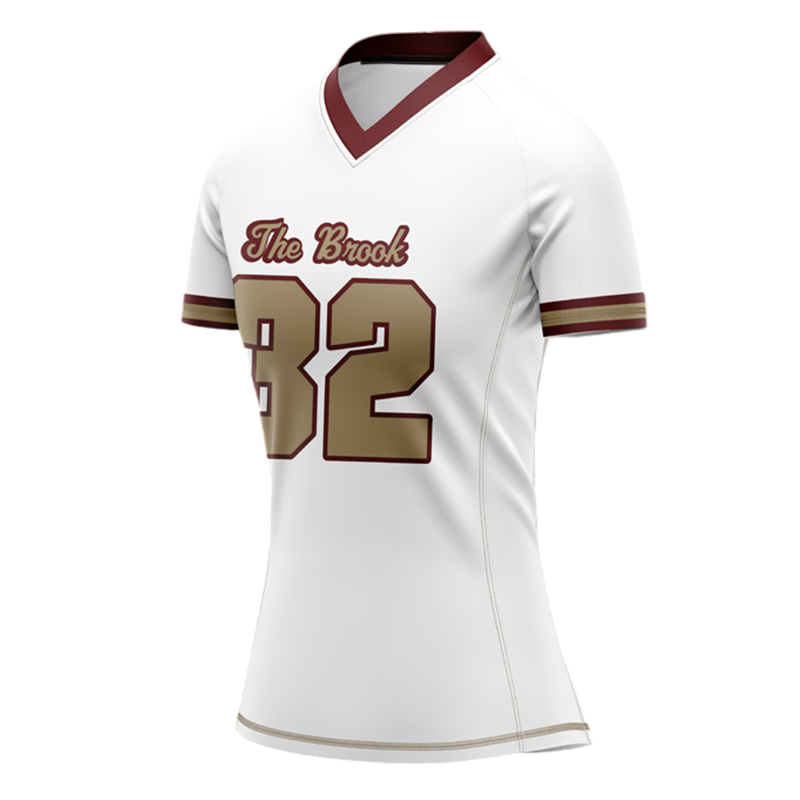 The Brook Custom Softball Jersey – White and Gold Team Pullover.