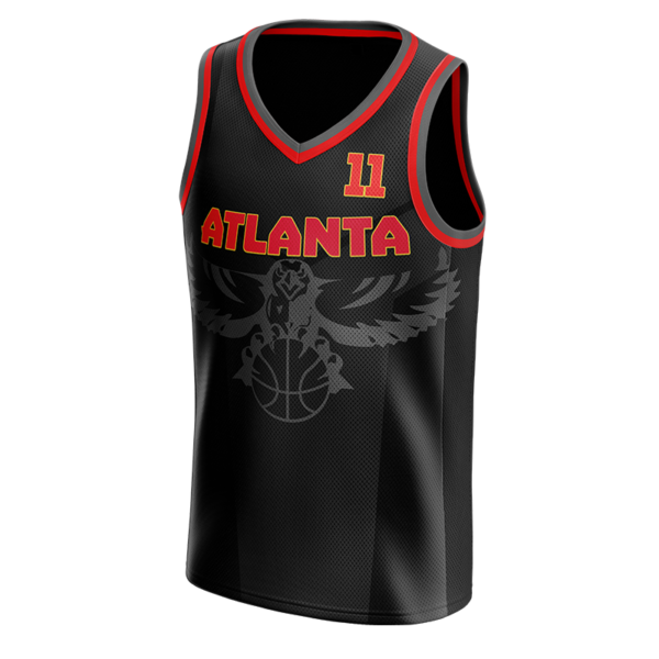 Custom Atlanta Basketball Jersey – Black and Red by Capra Sports