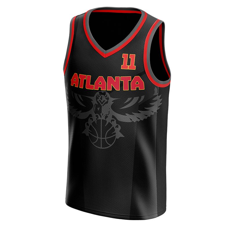 Custom Atlanta Basketball Jersey – Black and Red by Capra Sports