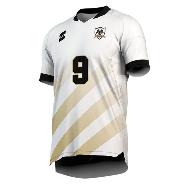 Custom White Soccer Jersey – Alderlaine Kit by Capra Sports.