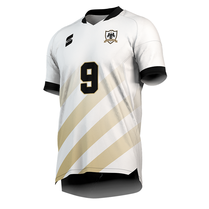 Custom White Soccer Jersey – Alderlaine Kit by Capra Sports.