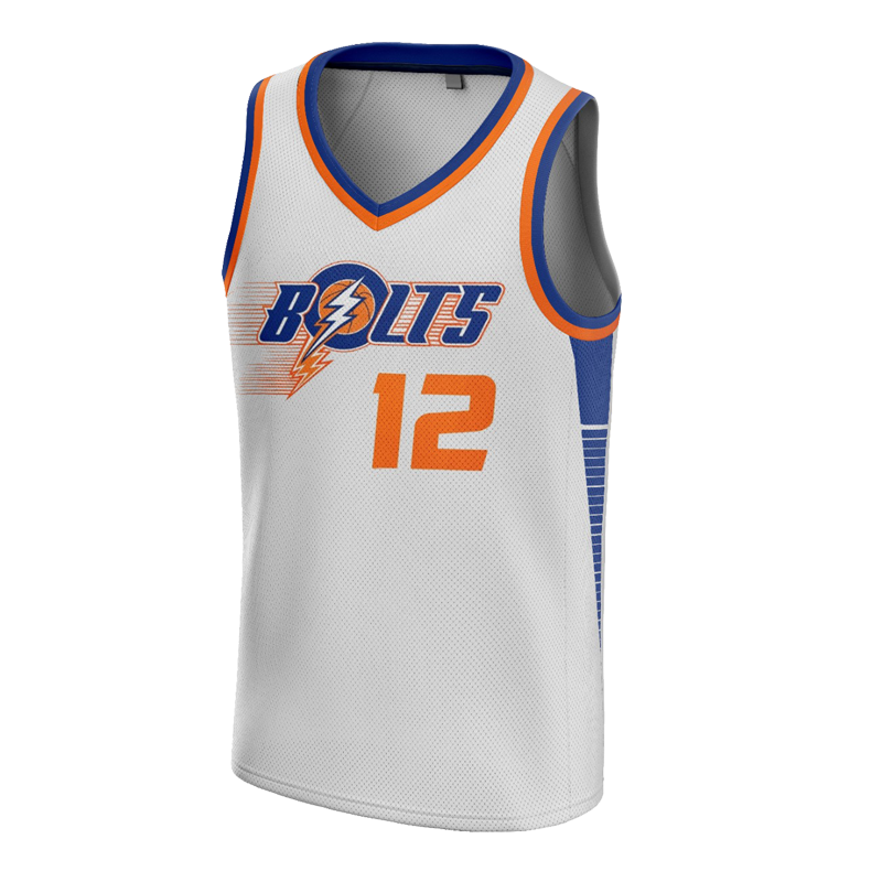 Bolts Custom Basketball Away Jersey – White and Orange by Capra Sports