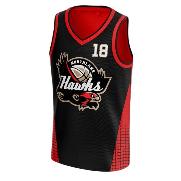 Custom Northlake Hawks Basketball Jersey – Red and Black by Capra Sports