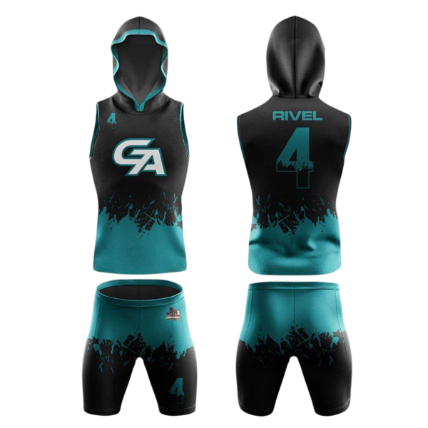 Custom Flag Football Uniform GA Black and Teal by Capra Sports
