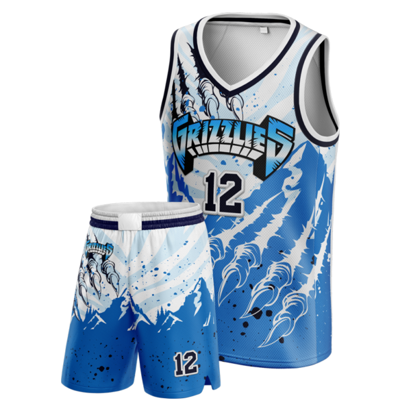 Custom Grizzlies Basketball Uniform – White and Blue by Capra Sports