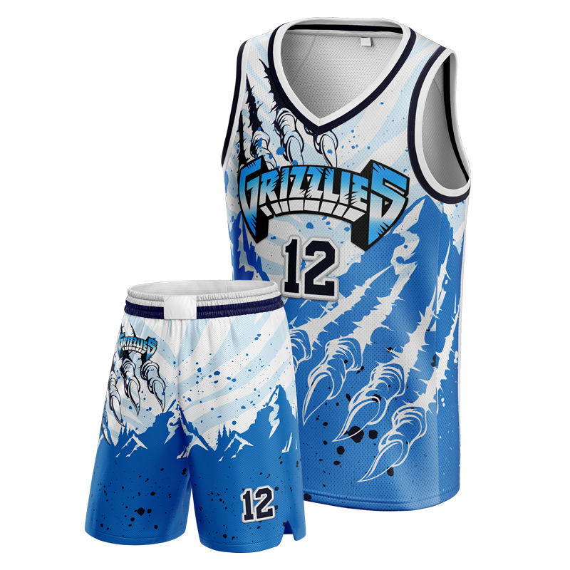 Custom Grizzlies Basketball Uniform – White and Blue by Capra Sports