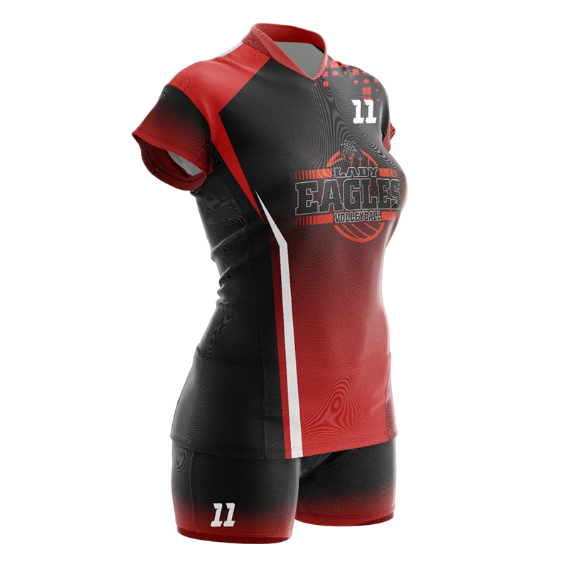 Custom Volleyball Uniform – Lady Eagles Red and Black Design by Capra Sports