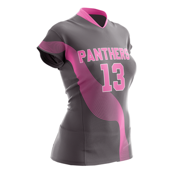 Custom Panthers Volleyball Jersey – Pink and Gray Half Sleeve
