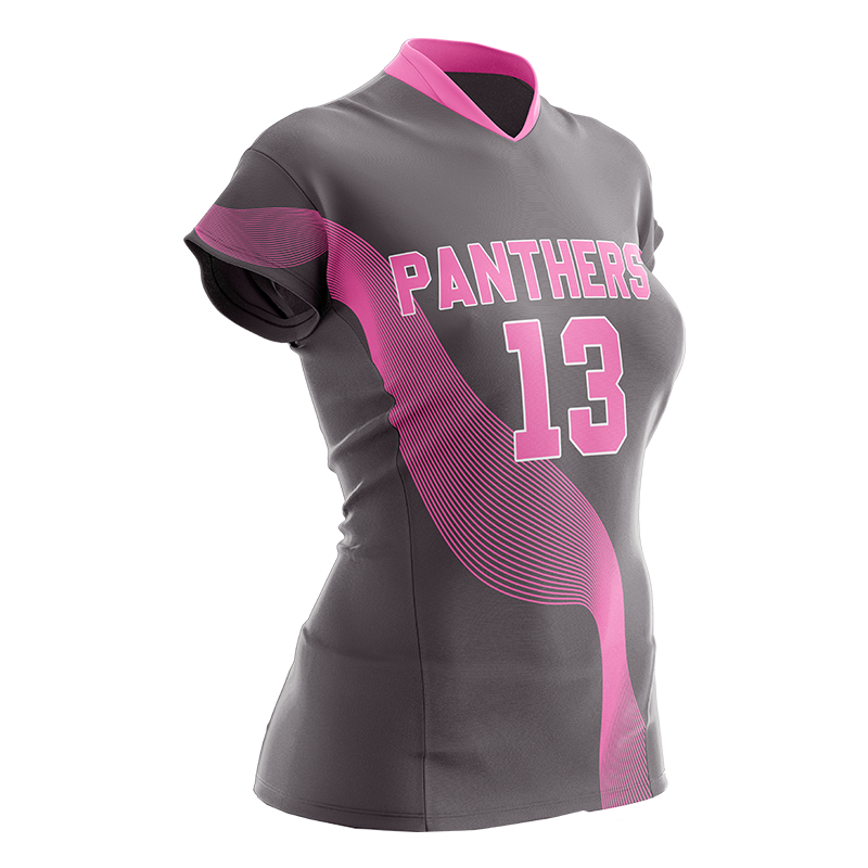 Custom Panthers Volleyball Jersey – Pink and Gray Half Sleeve