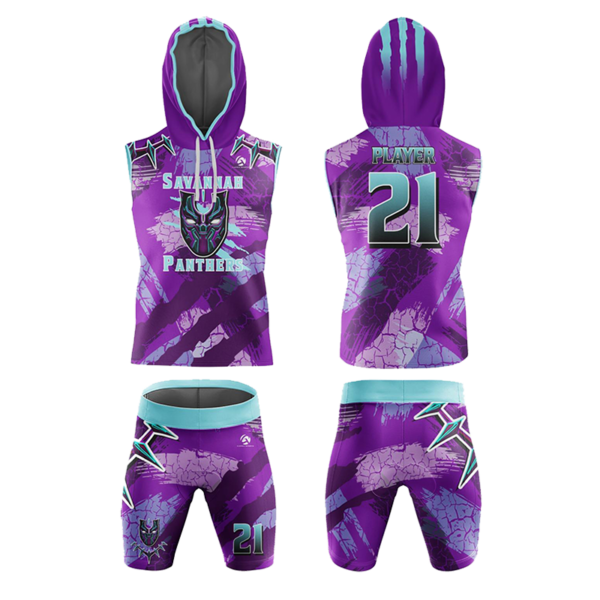 Purple flag football uniform Savannah Panthers custom design