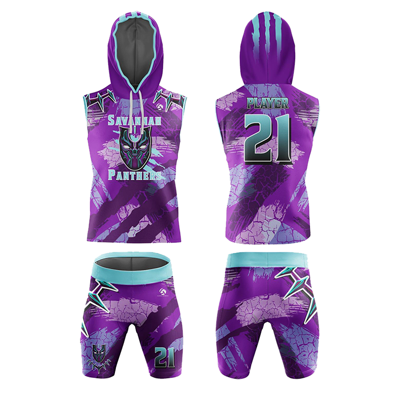 Purple flag football uniform Savannah Panthers custom design